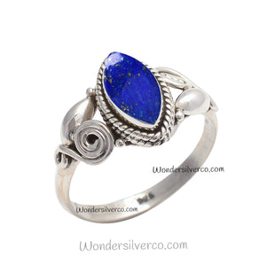 Lapis Lazuli Ring - 925 Sterling Silver Ring For Women Girl Handmade Jewelry