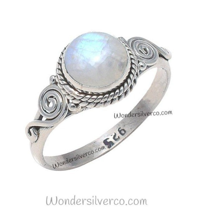 Rainbow Moonstone Jewelry 925 Silver Plated Spinner Ring US Size 8 R-5386