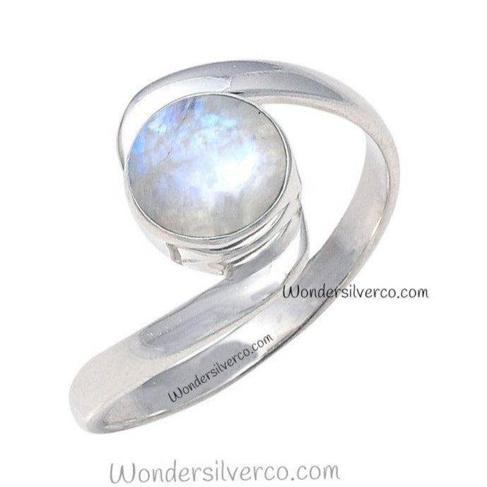 Rainbow Moonstone Ring - 925 Sterling Silver For Women Girls Handmade Jewelry