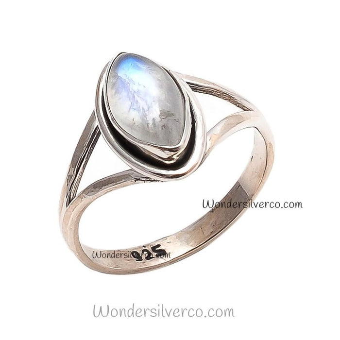 Rainbow Moonstone Ring - 925 Sterling Silver For Women Girls Handmade Jewelry