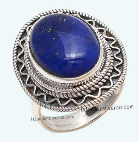 Lapis Lazuli Ring - 925 Sterling Silver Ring- Statement Handmade Ring