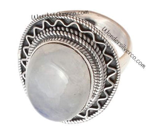 Rainbow Moonstone Ring - 925 Sterling Silver Statement Handmade Ring