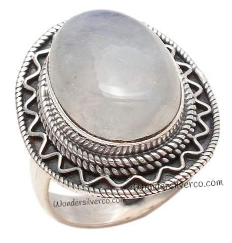 Rainbow Moonstone Ring - 925 Sterling Silver Statement Handmade Ring