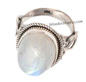 Rainbow Moonstone Ring - 925 Sterling Silver Statement Handmade Ring