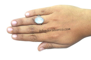 Rainbow Moonstone Ring - 925 Sterling Silver Statement Handmade Ring