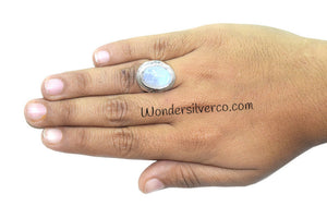 Rainbow Moonstone Ring - 925 Sterling Silver Statement Handmade Ring