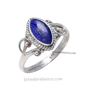 Lapis Lazuli Ring - 925 Sterling Silver Ring For Women Girl Handmade Jewelry