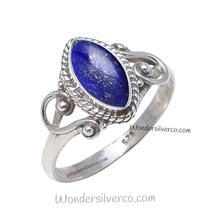 Lapis Lazuli Ring - 925 Sterling Silver Ring For Women Girl Handmade Jewelry