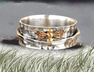 Bee Spinner Ring, 925 Sterling Silver Spin Ring