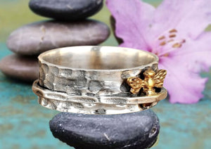 Bee Spinner Ring, 925 Sterling Silver Spin Ring