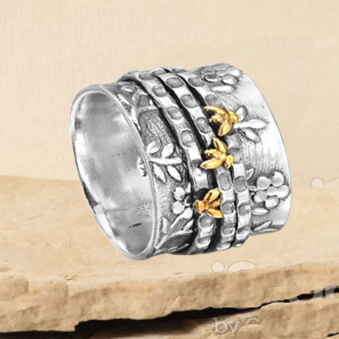 Bee Spinner Ring, 925 Sterling Silver Spin Ring