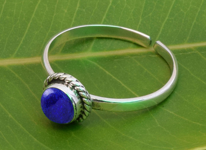 Lapis Lazuli Stone Toe Ring- Midi Ring- 925 Sterling Silver Adjustable Toe Rings